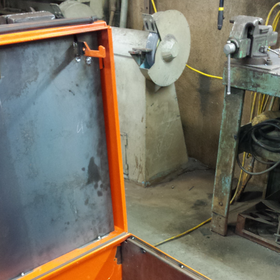 Additional plate added for repairing a toolbox inside wall.